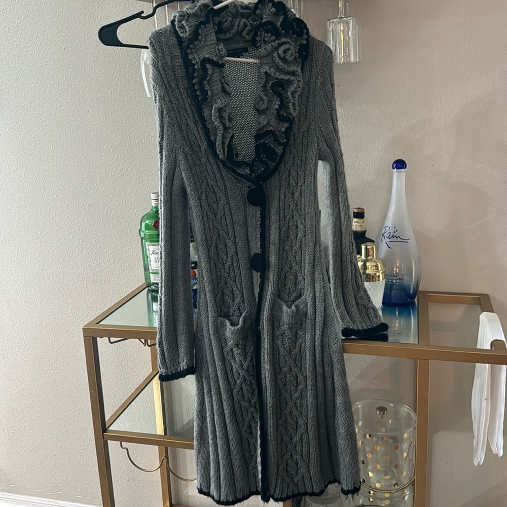 Women’s bcbg long grey and black sweater